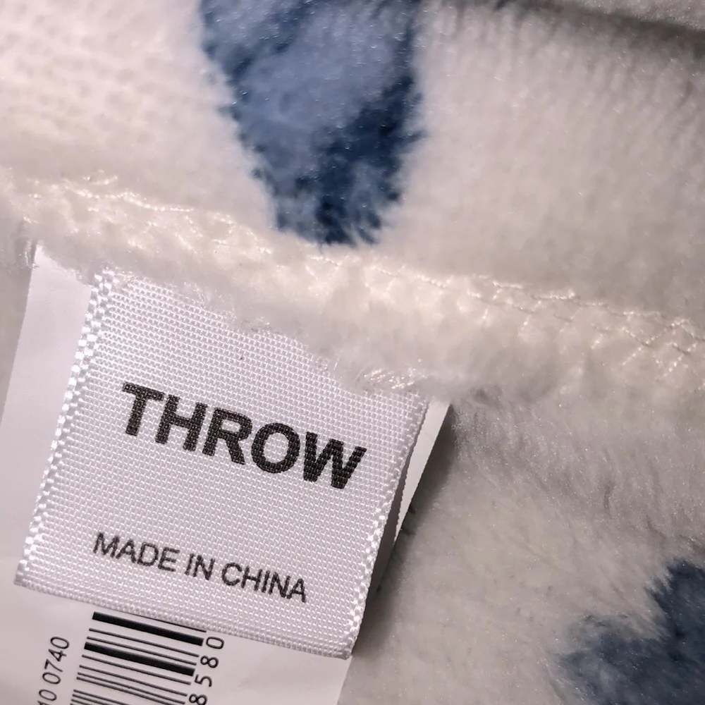 Target large blue and white super soft seashell beach print throw
